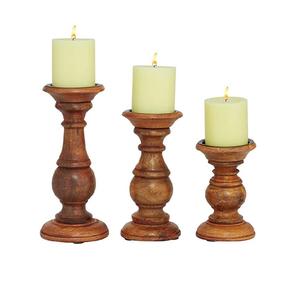 Portavelas de madera rústica, decoración de estilo hecha a mano para el hogar de granja, oficina, sala de estar, dormitorio y mesa de comedor - Product Image 1