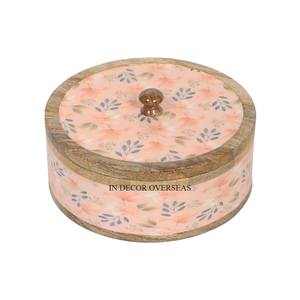 Contenedor de almacenamiento Chapati de forma redonda hecho de madera Mangoo de calidad superior con tapa superior de aspecto atractivo de diseñador de lujo único - Product Image 2