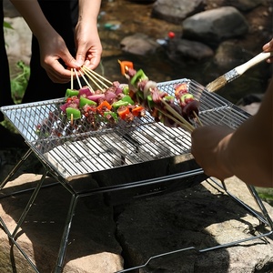 Réchaud de camping pliable d'extérieur compact, cuisinière de pique-nique, barbecue de jardin, grill à <span class=keywords><strong>bois</strong></span> et charbon de <span class=keywords><strong>bois</strong></span> pour réceptions, avec grille de rôtissage de viande - Product Image 5