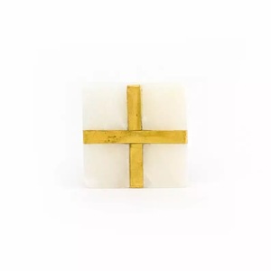 Poignée de porte de meuble en marbre carré doré et blanc, aspect attrayant, pour cuisine, chambre à coucher, commode - Product Image 3