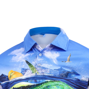 Camisas de pesca de talla grande impermeables y transpirables, manga larga personalizada para exteriores, 100% poliéster, servicio OEM de alta calidad, protección UV - Product Image 4