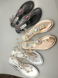 2024 Xăng đan nữ mùa hè Xăng đan đi biển dép xỏ ngón pha lê thoáng khí có khóa dây đeo thời trang thiết kế Bling thời thượng - Product Image 5