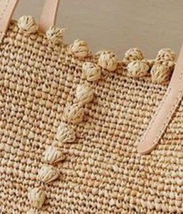 BOLSO DE RAFIA DE ALTA CALIDAD ASA DE CUERO REAL CON MODA DE DECORACIÓN ÚNICA - Product Image 2