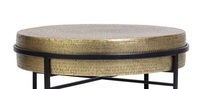 Table basse ronde en métal martelé faite à la main avec structure en fer et design bas – Meuble de salon moderne