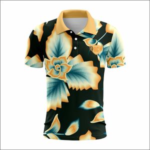 เสื้อโปโลแบบลำลองสำหรับใส่ตีกอล์ฟลายโลโก้ OEM เสื้อพลัสไซส์ผ้าเจอร์ซีย์พิมพ์ลายดอกไม้แบบแห้งดั้งเดิมระบายอากาศได้ดี - Product Image 2