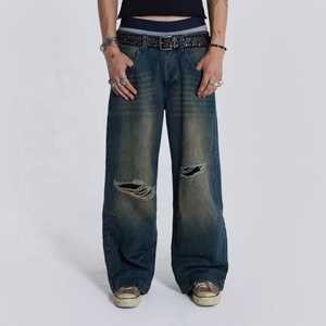 Men's Distressed Sweatpants Elastic Waist Lightweight Breathable Eco-Friendly High Quality Casual Stylish Fully Customizable - Product Image 4