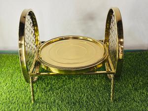 แท่นวางเค้กชั้นเดียวสุดหรูอุปกรณ์ตกแต่งโต๊ะแต่งงานชุบทอง - Product Image 4