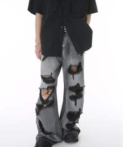 กางเกงยีนส์ผู้ชายไซส์พิเศษผ้ายีนส์ผ้ายีนส์ผ้ายีนส์ขาดเป็นกรด - Product Image 3