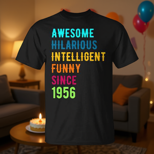 Impresionante desde 1956, divertida, inteligente, camiseta premium de cumpleaños, camiseta divertida con el año de nacimiento de 1956, camiseta promocional divertida - Product Image 3