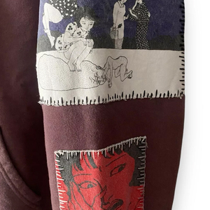 Sweat à capuche brodé avec patchs, fabricant OEM, sweat à capuche streetwear haut de gamme avec patchs brodés personnalisés disponibles pour la marque privée - Product Image 5