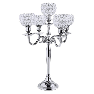 Superior Best Quality Vintage New Arrival Metal Aluminum Candelabra Crystal Votive Candle Holder for Wedding Centerpiece Tables - Product Image 4