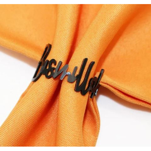 Nouveau Design attrayant Bismillah ronds de serviette ensemble de 4 décoration de Table islamique porte-serviettes or métal rond de serviette et support - Product Image 5