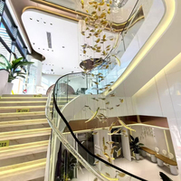 Grand lustre carré moderne à LED, hauteur réglable, pour intérieur, décoratif, escalier, hall, hôtel, plafond, en verre fait main