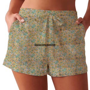 Shorts en coton imprimé à la main Sanganeri pour femmes, vêtements de détente d'été, shorts en coton imprimé à la main, collection plage pour filles, style baby doll - Product Image 2