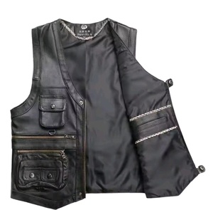 Black leather vintage slim bag closure, breathable, quick-drying, wrinkle-resistant autumn luxury men's Style - Product Image 2