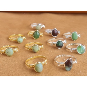 Anillos Ajustables Chapados en Oro y Plata con Detalles de Piedras Naturales para Reventa de Joyería - Product Image 1