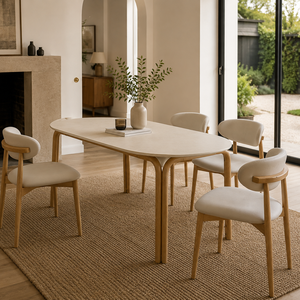 Cento 1.8M Solid <b>Wood</b> Ceramic <b>Dining</b> <b>Table</b> Industrial Design Oval-shaped Assembled and <b>Extendable</b> Set for Home Office Use - Product Image 1
