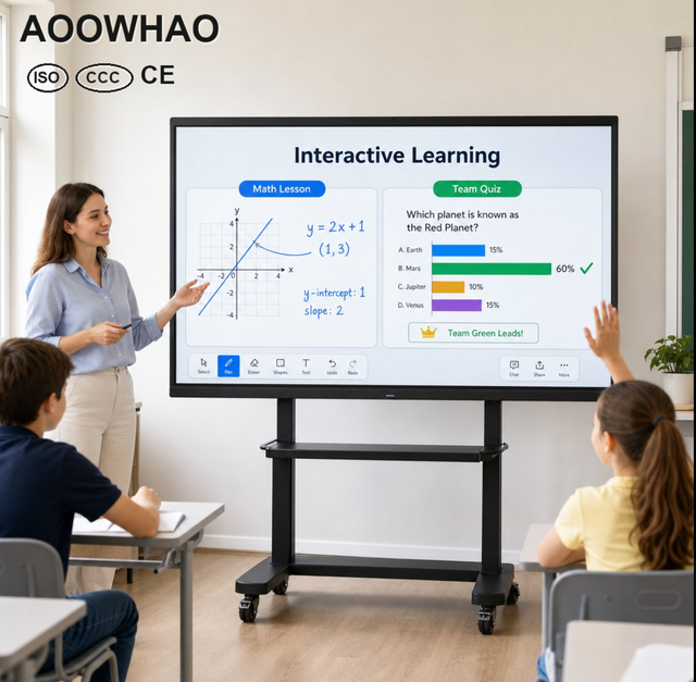 55 65 75 86 Inch Android Windows AI Interactive Whiteboard Smart Board 4K Touch Screen for Classroom Education and Meeting Room