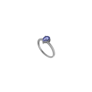 Anillo Apilable de Plata de Ley 925 con Engaste de Puntas, Gema de Tanzanita, Forma Ovalada de Pera, Acabado de Alta Calidad, Moderno y Elegante, Unisex, para Fiestas - Product Image 1