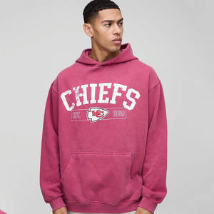 Nuevo logotipo personalizado Último diseño Servicio OEM Moda Impreso Oversized Pink Washed Hoodie Sudaderas con capucha para hombres Algodón sostenible mezclado - Product Image 1