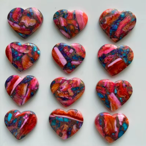 Cabujón de Corazón de Turquesa Rosa Ostra, Piedra Preciosa Natural para Joyería, Cabujón Ovalado de Turquesa Natural Pulida para Joyería - Product Image 3