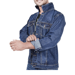 เสื้อแจ็กเก็ตยีนส์สำหรับผู้ชายเสื้อแจ็กเก็ตยีนส์สำหรับขี่กางเกงยีนส์ลำลองออกแบบโลโก้ได้ตามต้องการ - Product Image 1