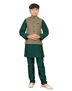 Pakaian Pesta untuk Anak-anak India Kurta Pakaian Pria Atasan Solid Kemeja Tradisional Kurta Anak-anak Etnis Kurta