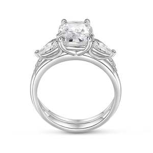 Jeulia Marquise Cut Moissanite Three Stone Engagement Ring <b>Set</b> in <b>Sterling</b> <b>Silver</b> - Product Image 3