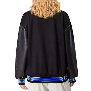 Chaqueta informal de béisbol Varsity para mujer, abrigo corto con características sostenibles, estampado teñido liso, acabado de procesamiento, chaquetas de talla grande - Product Image 2