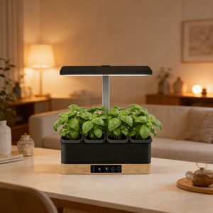 Jardin intérieur intelligent J&C Wood look, LED spectre complet, hauteur réglable, minuteur pour jardinage intérieur et agriculture urbaine - Product Image 1