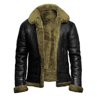 Usine en gros hommes RAF Bomber chaud épais en peau de mouton fourrure d'agneau longue peau de mouton en cuir véritable vestes hiver mode