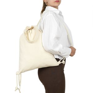 Cotton <b>Drawstring</b> <b>Backpack</b> 14x16 (35x40 Cm) Eco-Friendly 4 oz Portable Lightweight Large Capacity Casual Style for Advertising - Product Image 6