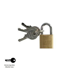 Lucchetto in ottone, catena standard, 20 mm. Confezione blister da 1 pezzo. Resistente - Product Image 3