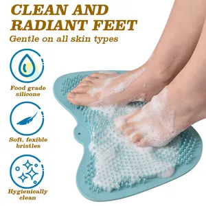 Antiderrapante cor rosa Silicone pés limpador chuveiro pé massageador piso purificador almofadas