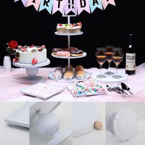 Soporte para Tartas blancas Juego de cubiertos Postres decorativos Pedestales de exhibición Soporte para cupcakes de 3 niveles Bandeja para servir - Product Image 5
