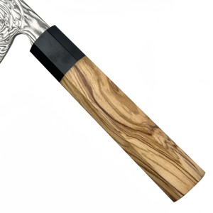 Venta al por mayor personalizado OEM ODM fábrica de cubiertos profesional nuevo cuchillo de Chef de acero de Damasco con cuerno negro y mango de madera de Olivo - Product Image 2