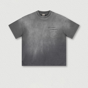 100% coton lavage à l'acide 250Gsm poids lourd Vintage hommes Sun Fade t-shirt Logo personnalisé de haute qualité en détresse t-shirt - Product Image 3