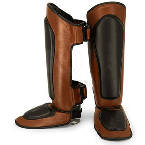 Protège-tibias de boxe en cuir personnalisé avec logo, style dernier cri, léger, professionnel, protection MMA 2025 - Product Image 4