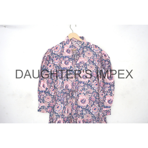 Tunique florale 100% coton faite à la main pour femmes, robe à la mode, longueur midi, tenue de fête, décoration en dentelle, confortable, naturelle, numérique - Product Image 2