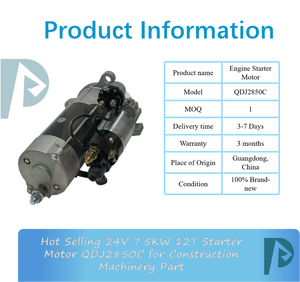 Moteur de démarrage 24V 7.5KW 12T QDJ2850C pour engins de construction - Vente chaude - Product Image 3