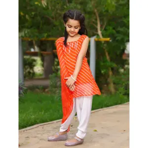 ชุดคาฟตันผ้าชีฟองสีส้มแบบด้านเดียวสำหรับผู้หญิง - Product Image 4