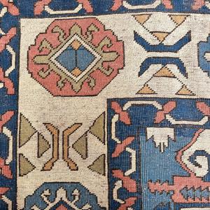 Alfombra Vintage de 0.6x11.1 pies, Alfombra Turca, Alfombra Oriental de Lana Azul y Roja - Product Image 4