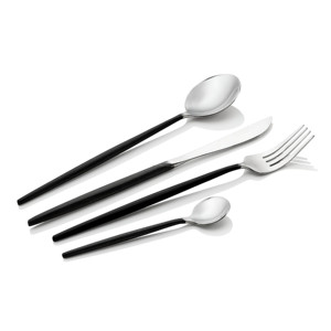 Luxe tactile métal noir poignée 4 pièces ensemble de couverts mariage hôtel restaurant au prix de gros - Product Image 6
