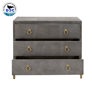 Cómoda de lujo Muebles de dormitorio de estilo moderno Gabinete de almacenamiento de 3 cajones Mesitas de noche de imitación Shagreen Mesita de noche de Vietnam - Product Image 5