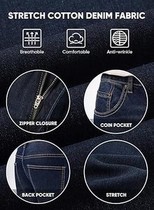 กางเกงยีนส์เล่นกีฬาสีฟ้าเข้มสำหรับผู้ชายแนววินเทจกลางแจ้งสำหรับใส่ออกกำลัง - Product Image 5