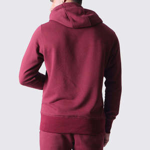 Men's Solid Color Hooded Tracksuit Set Full Sleeve Casual Joggers Sweatshirt <b>Pants</b> Maroon Cotton Autumn Wear - Product Image 3