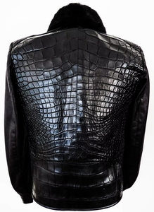 Chaqueta de Cuero Genuino para Hombre, Estilo Casual, Personalizable, Transpirable, con Estampado de Cocodrilo Repujado, para Invierno - Product Image 2