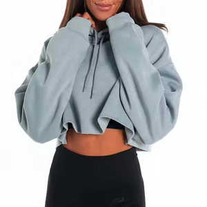 Conjunto Deportivo de Invierno para Mujer, Top Corto Personalizado, Conjunto Informal de Dos Piezas para Hacer Ejercicio, Sudadera con Capucha y Cremallera, Conjunto de Jogger 100% Algodón Ecológico con Logotipo - Product Image 1