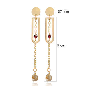 ต่างหูแบบเรียบง่าย ดีไซน์เรขาคณิต ประดับพลอยซิทริน ชุบโรเดียม ทำด้วยมือ เงินแท้ 925 สำหรับงานปาร์ตี้ หรือเป็นของขวัญ - Product Image 2