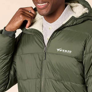 Blousons matelassés légers à capuche pour hommes, manteau chaud d'hiver avec logo sur le devant, pour les voyages en plein air, la rue et la mode décontractée - Product Image 4